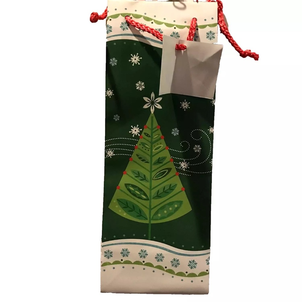 Christmas  Tress Wine Bottle Gift Bag  with Tag
